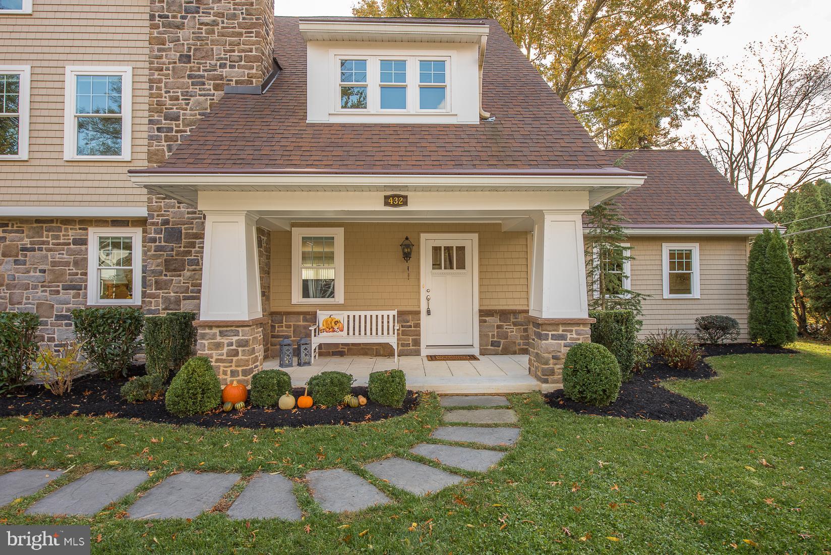 432 School Lane Wayne, PA 19087 - Photo 3 of 41 Flagstone path to covered front porch