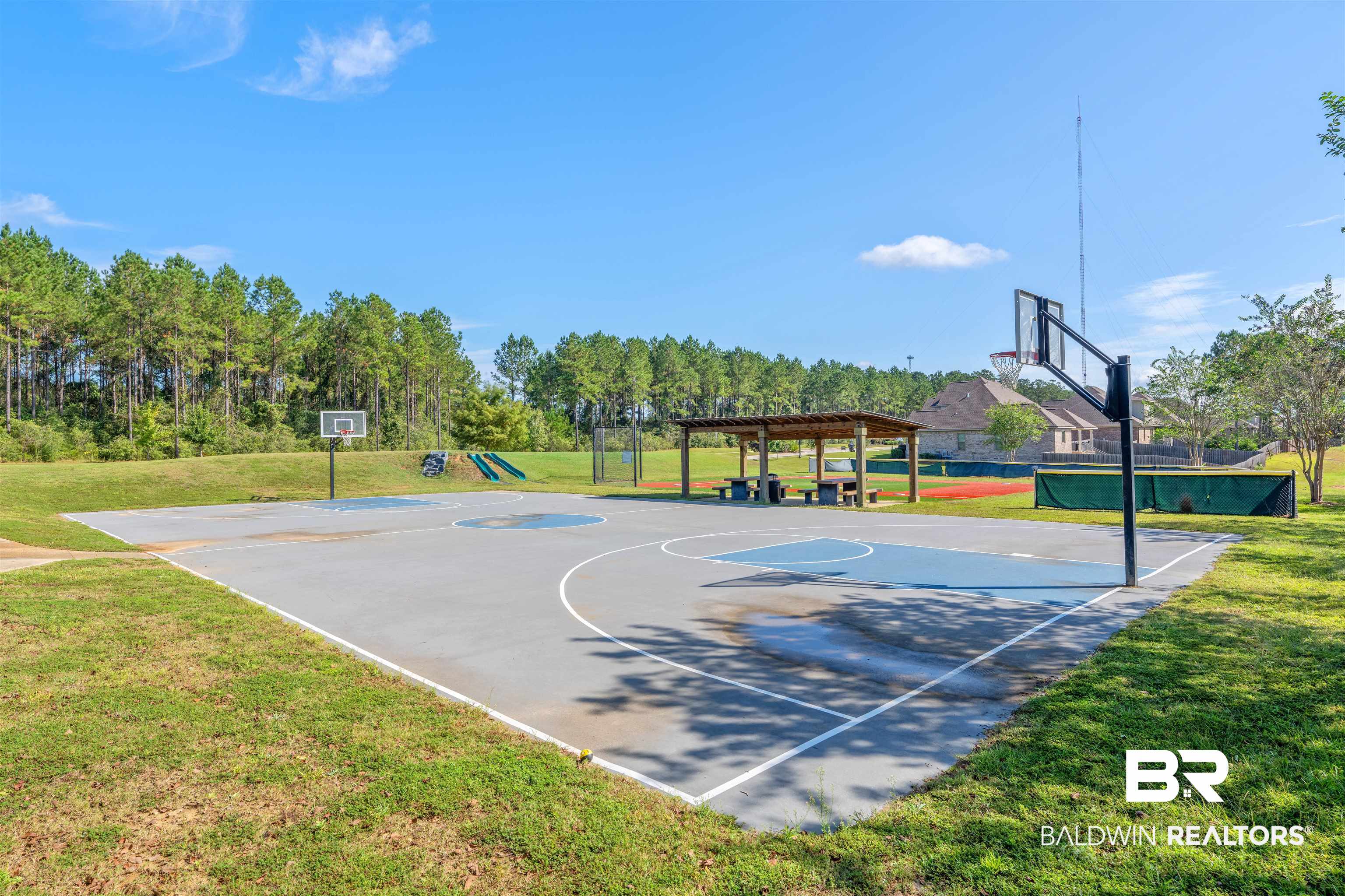12738 Chickadee Lane Daphne, AL 36527 - Photo 28 of 30 View of basketball court featuring community basketball court, a yard, and a pergola