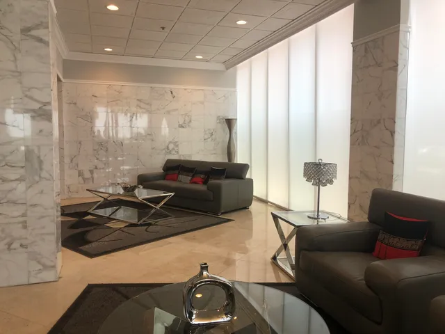 a living room with furniture