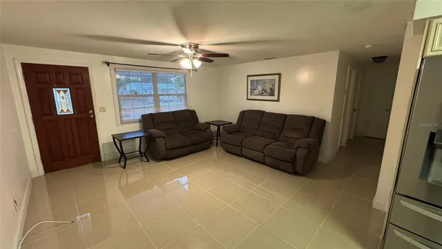 a living room with furniture