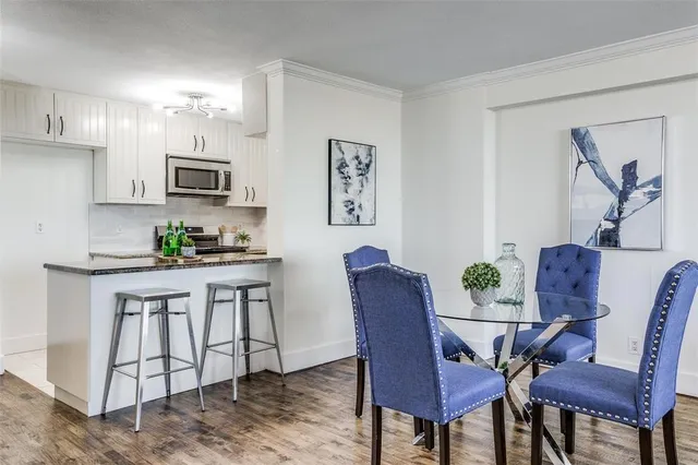 a view of kitchen with dining area
