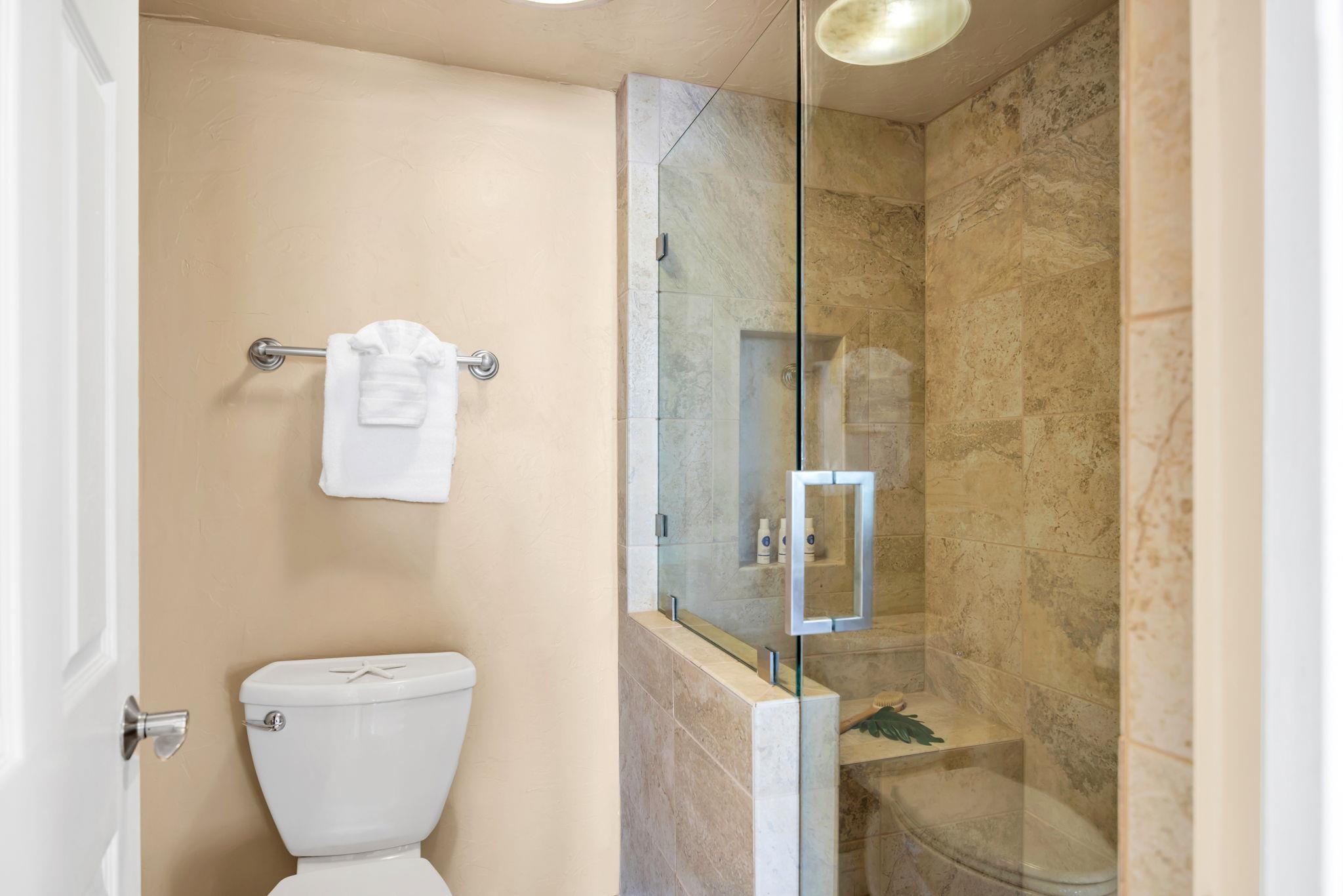 3615 Lower Honoapiilani Road, Unit 222 Lahaina, HI 96761 - Photo 23 of 50 a bathroom with a toilet and a shower
