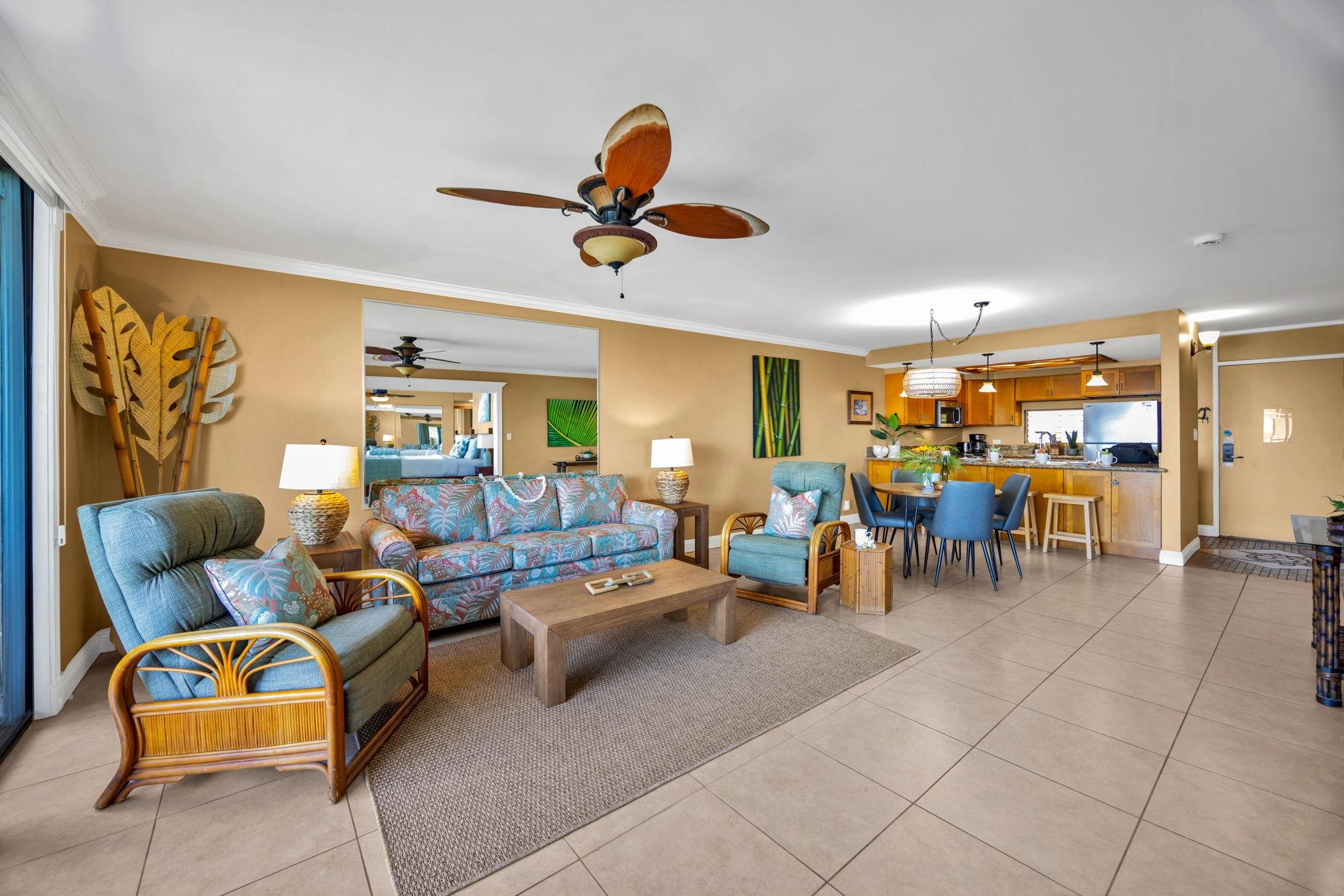 3615 Lower Honoapiilani Road, Unit 222 Lahaina, HI 96761 - Photo 31 of 50 a living room with lots of furniture and white walls