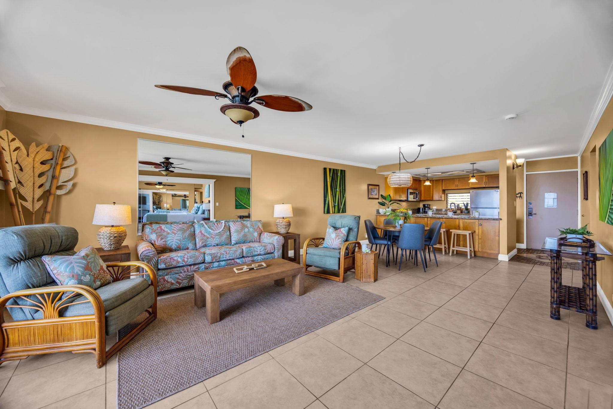 3615 Lower Honoapiilani Road, Unit 222 Lahaina, HI 96761 - Photo 46 of 50 a living room with lots of furniture and white walls