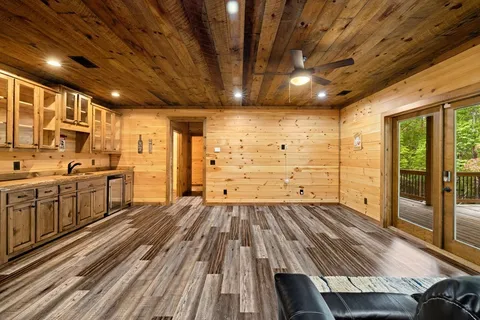 a living room with furniture