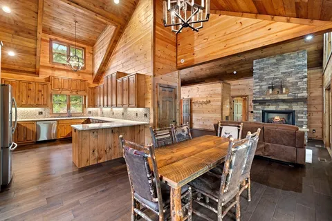 a view of kitchen with wooden floor