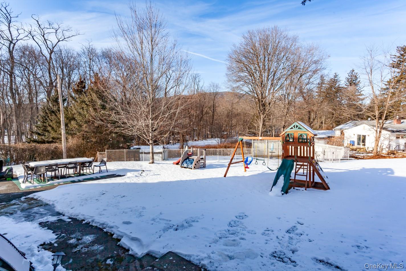 1710 Highway 9D Cold Spring, NY 10516 - Photo 33 of 41 Yard covered in snow featuring a playground and view of scattered trees