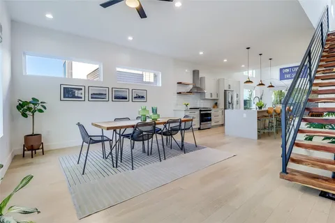a kitchen with a cabinets and appliances