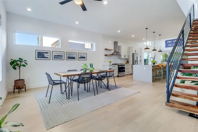 a kitchen with a cabinets and appliances