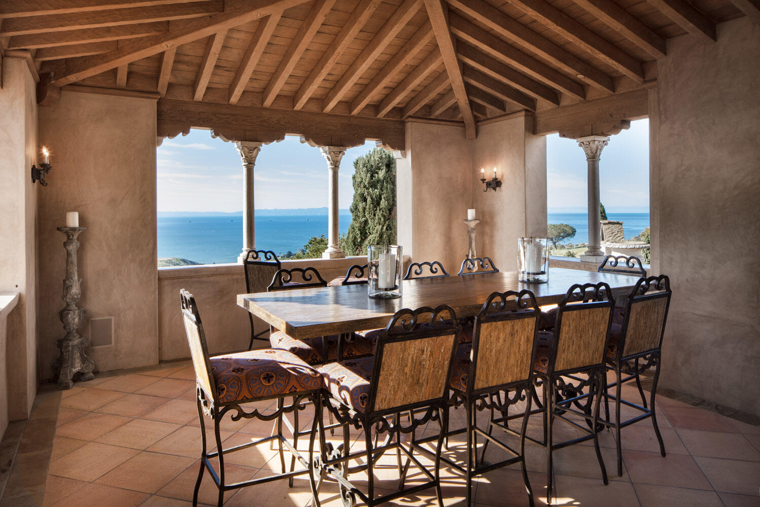 550 Freehaven Drive Montecito, CA 93108 - Photo 30 of 38 a dining room with furniture and a floor to ceiling window