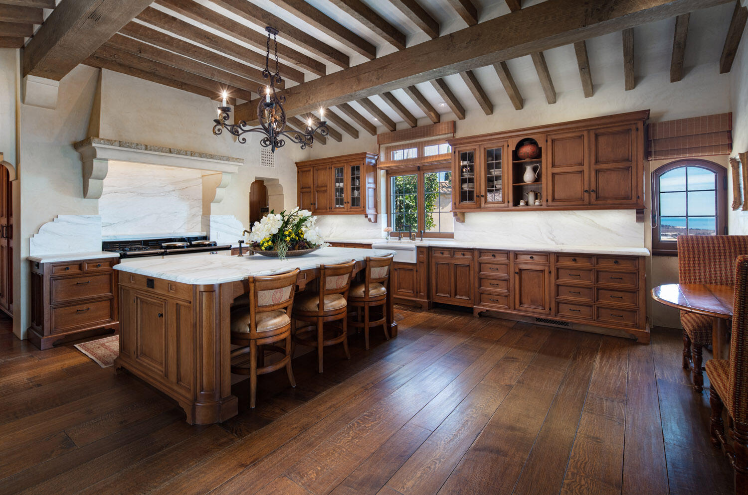 550 Freehaven Drive Montecito, CA 93108 - Photo 9 of 38 a kitchen with stainless steel appliances granite countertop a stove and a wooden floors