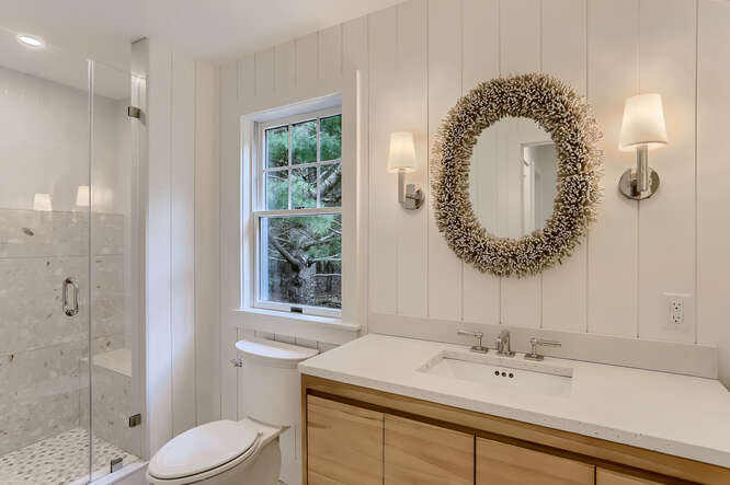 4 Penny Lane Edgartown, MA 02539 - Photo 23 of 60 a bathroom with a sink a toilet and shower
