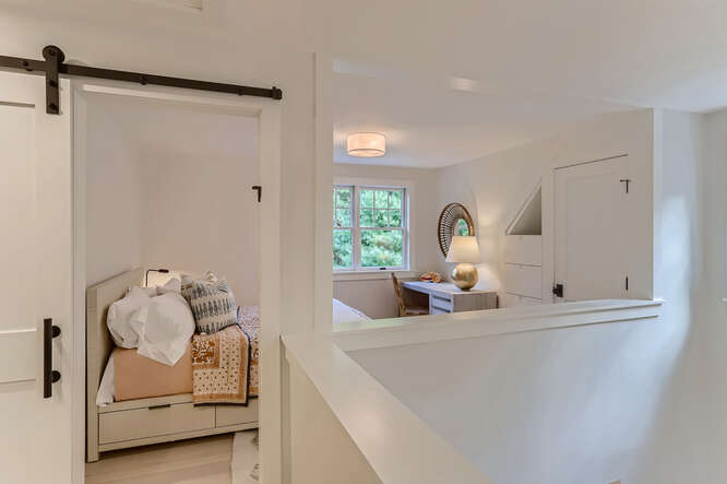 4 Penny Lane Edgartown, MA 02539 - Photo 45 of 60 a bathroom with a sink and mirror with window