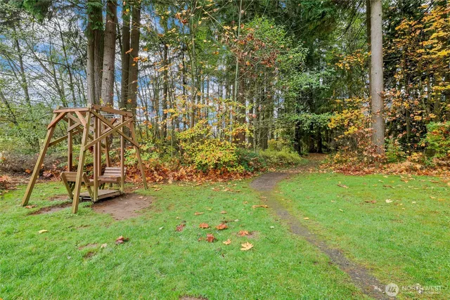 a view of outdoor space with a garden and entertaining space