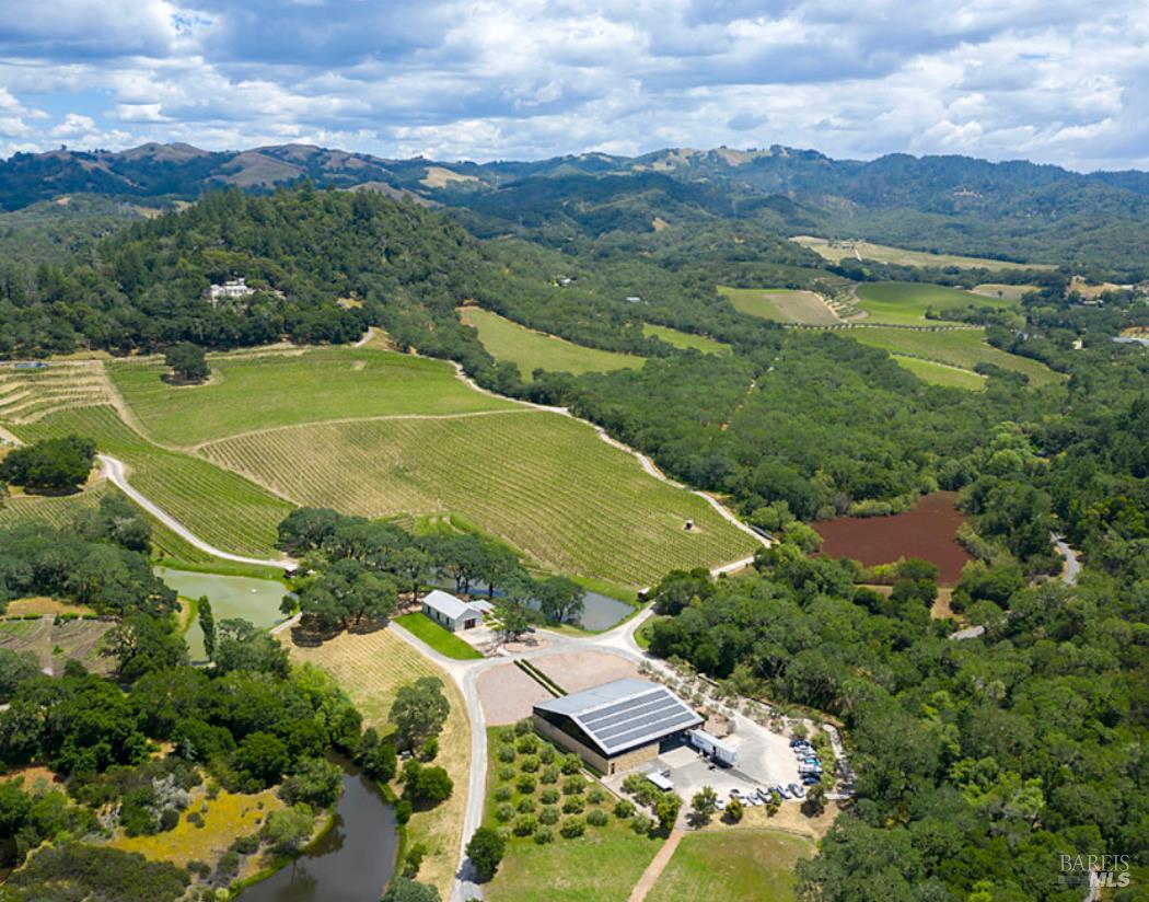 an aerial view of a house