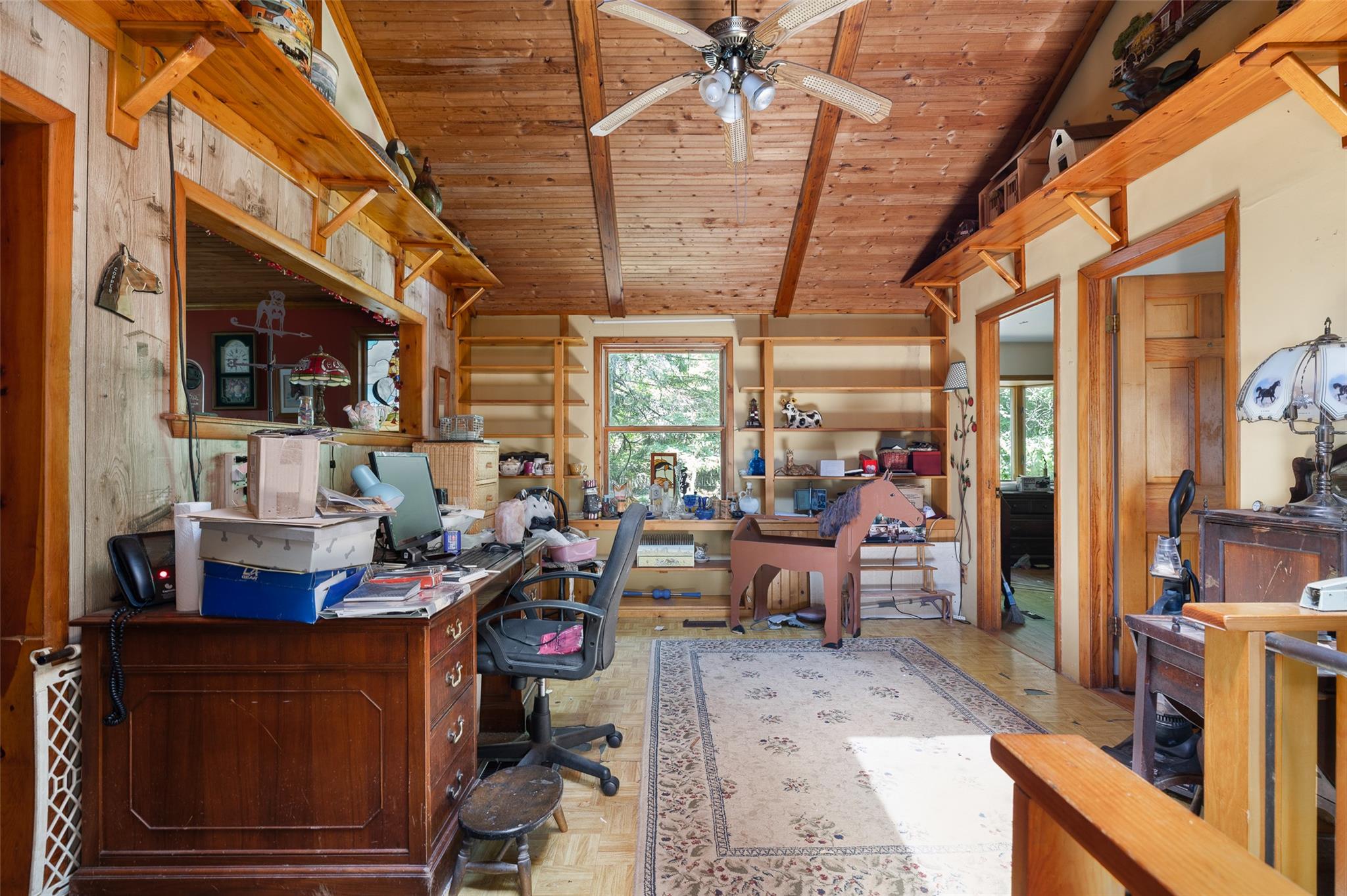 33 North Coleman Road Centereach, NY 11720 - Photo 16 of 40 Office space featuring plenty of natural light, ceiling fan, and wooden ceiling