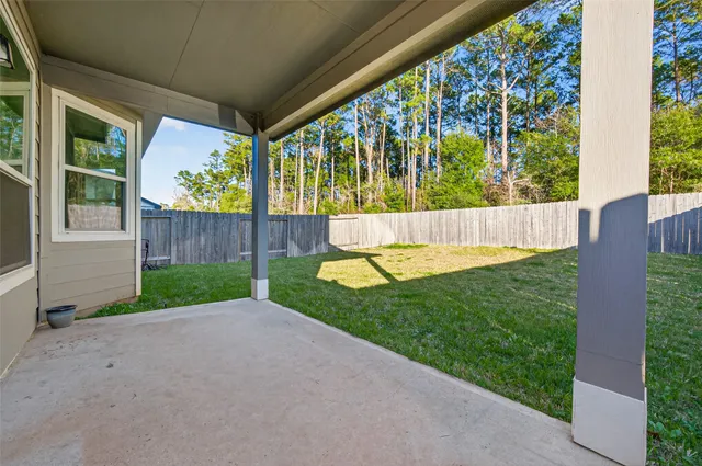 a view of backyard with green space