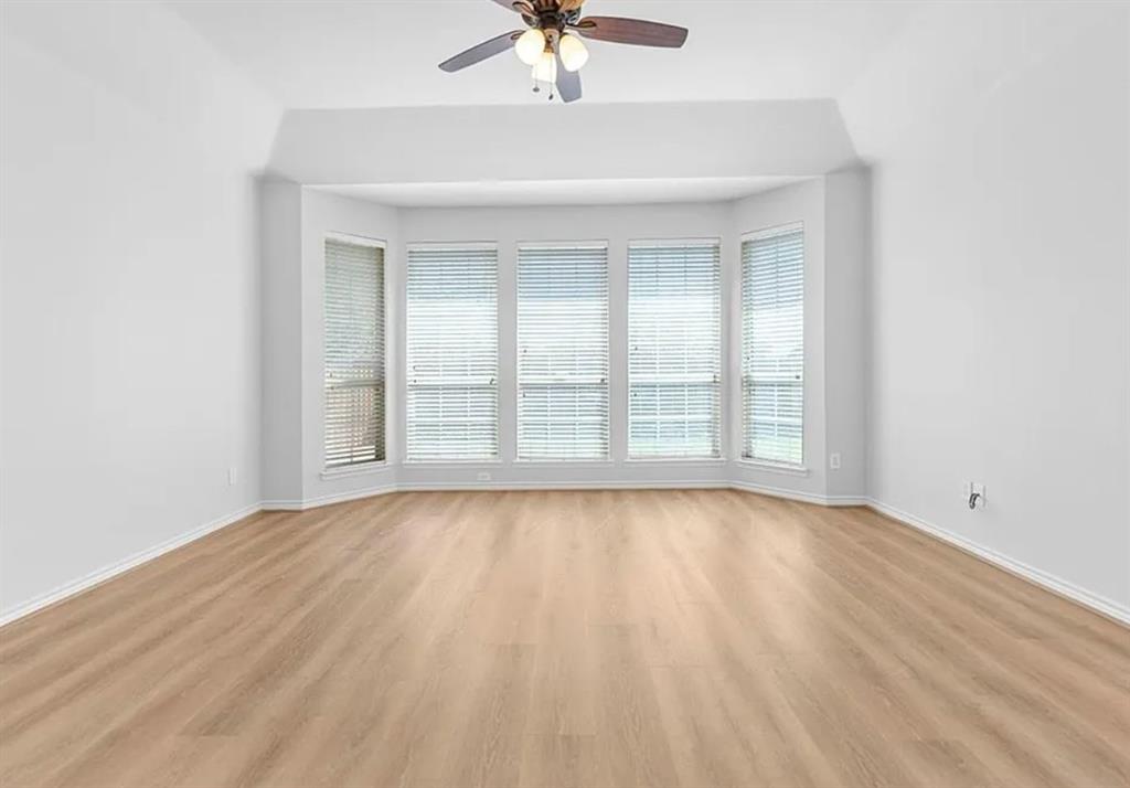 8401 Hitching Trail McKinney, TX 75070 - Photo 28 of 39 Unfurnished room with ceiling fan, light wood-type flooring, and healthy amount of natural light