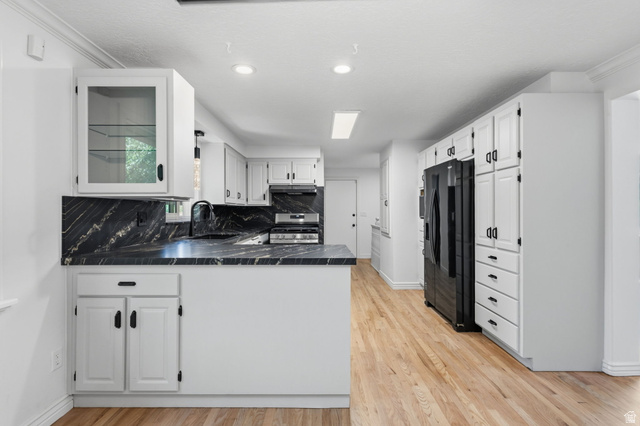 358 West 1200th Street North Mapleton, UT 84664 - Photo 8 of 30 Fully updated kitchen featuring granite countertops and backsplash, refinished cabinets with new hardware, brand new stainless steel appliances, and hardwood flooring
