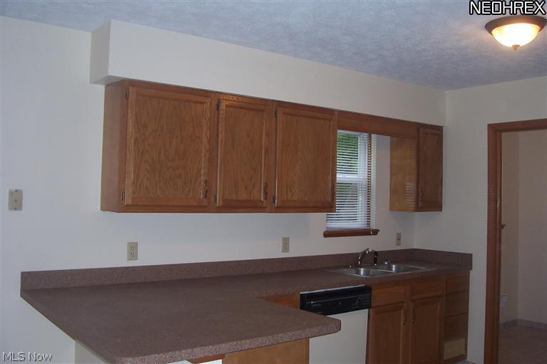 1532 North County Line Road Geneva, OH 44041 - Photo 11 of 22 Beautiful oak cabinets and new counter top, showing breakfast bar and dishwasher.