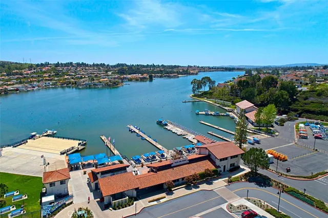 a view of a city with lawn chairs