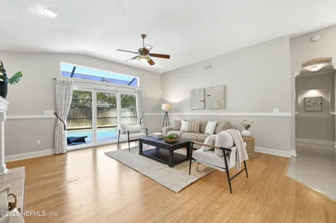 a living room with furniture