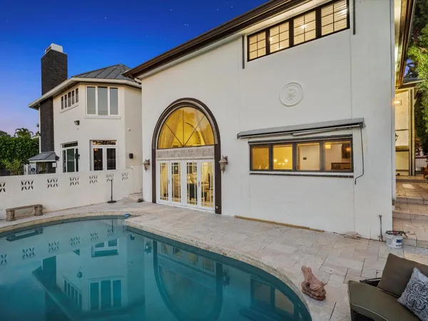 a front view of a house with entertaining space