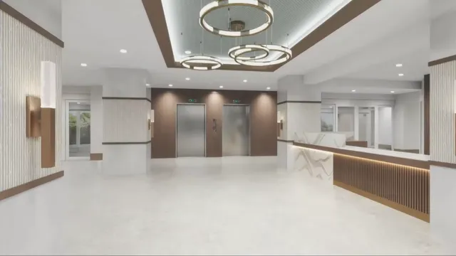 a view of hallway with a large window