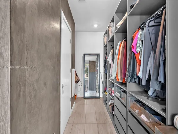 an aerial view of residential building with city view