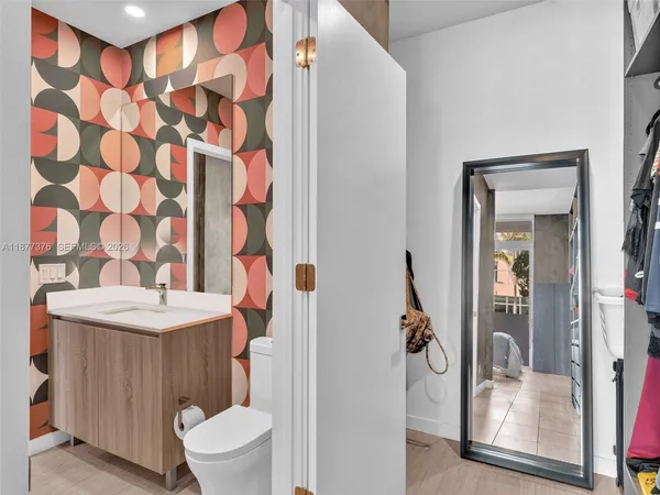 an aerial view of residential building with parking space