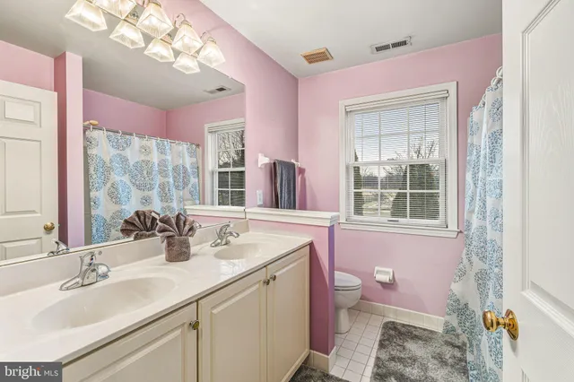 a bathroom with a sink a large mirror and a toilet