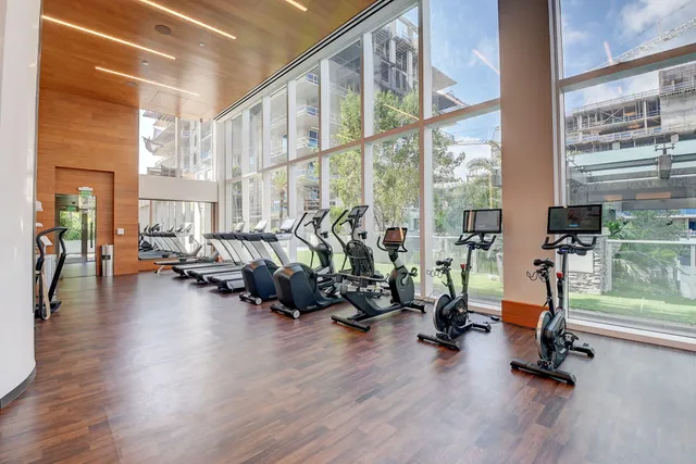 a view of a room with gym equipment