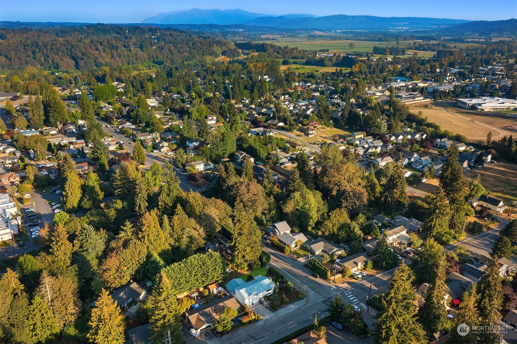 1005 Ave A Snohomish, WA 98290 - Photo 22 of 27 an aerial view of a houses with a street and trees