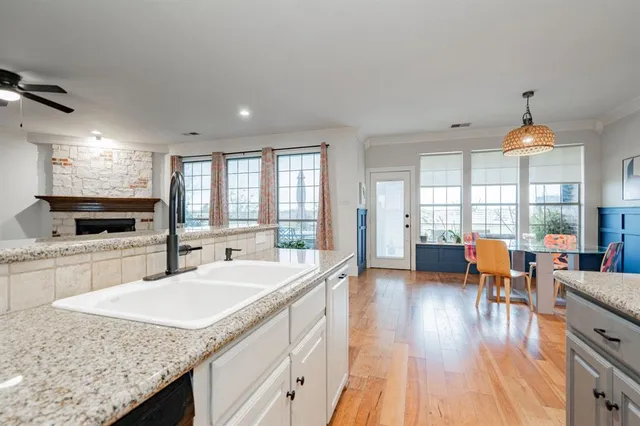 a kitchen with granite countertop lots of counter top space
