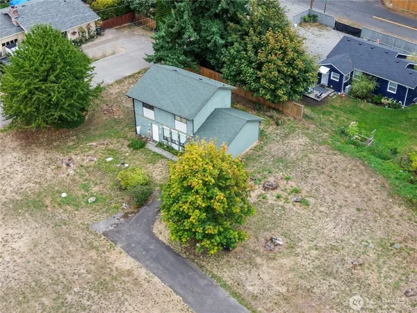 an aerial view of a house