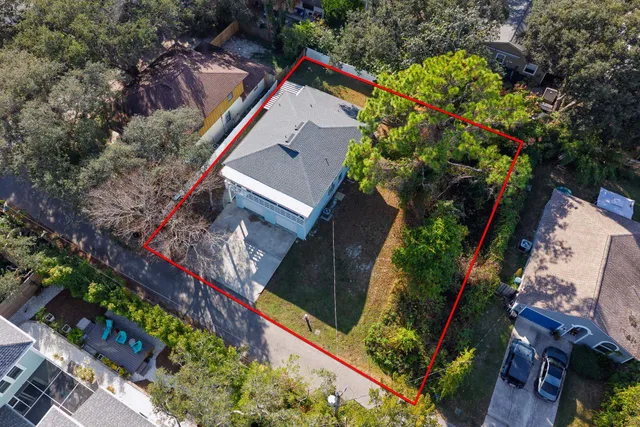 an aerial view of a house