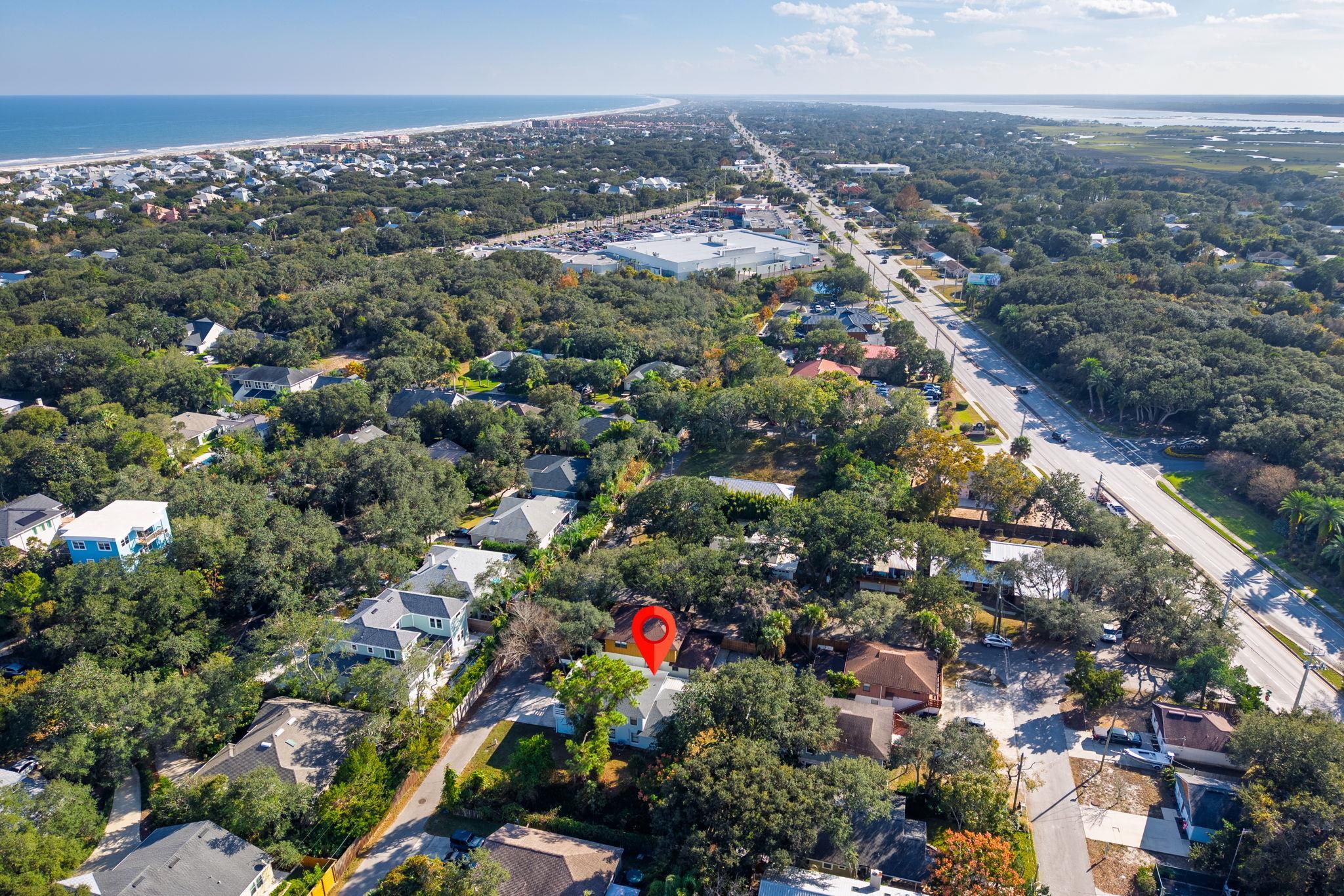 16 Ewing Street St. Augustine Beach, FL 32080 - Photo 38 of 55 an aerial view of residential houses with outdoor space and trees