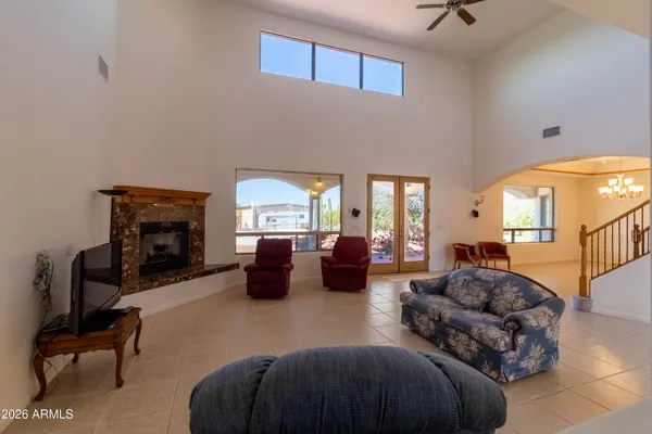 a living room with furniture