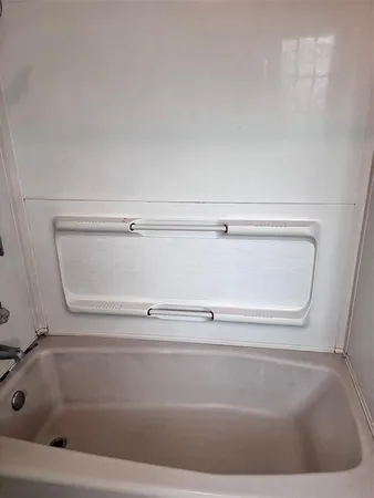a close up of a bathtub