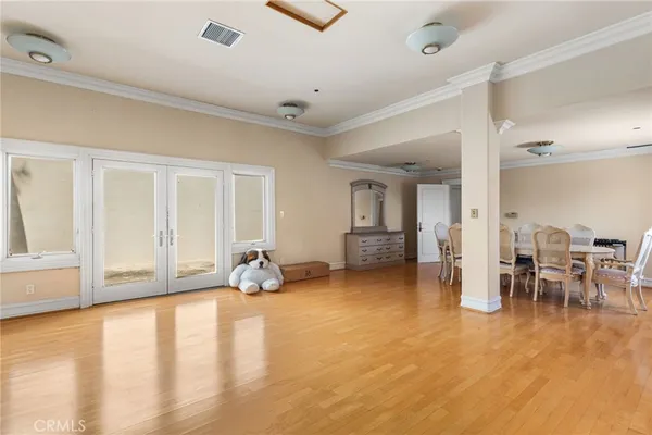 a view of a street with a building in the background