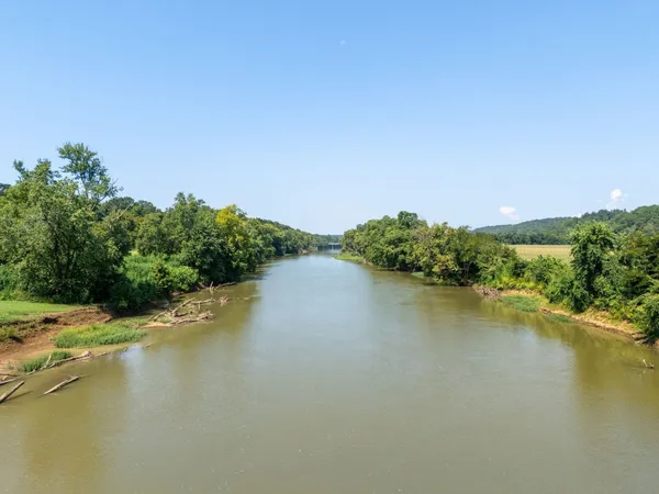a view of a lake with a houses