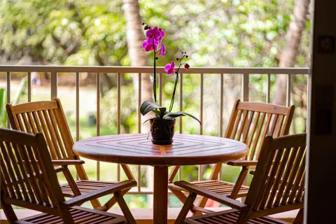 a view of swimming pool with a garden