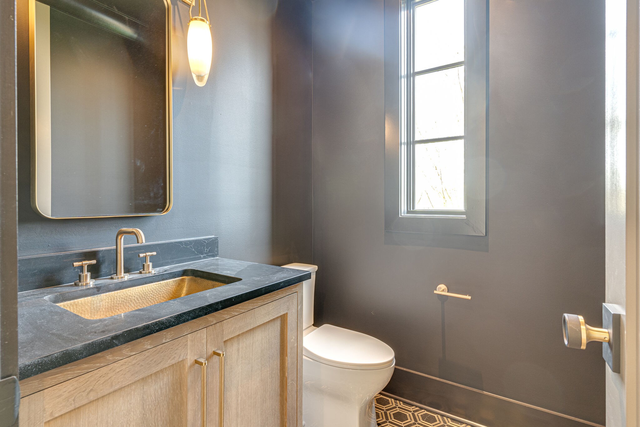6212 Hickory Valley Road Nashville, TN 37205 - Photo 29 of 41 a bathroom with a granite countertop toilet sink and mirror