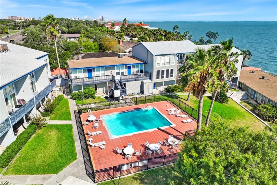 3402 Ocean Drive Corpus Christi, TX 78411 - Photo 36 of 39 an aerial view of a house with swimming pool garden and patio