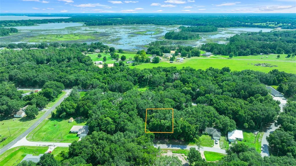 a view of a lush green outdoor space with a lake view and mountain view