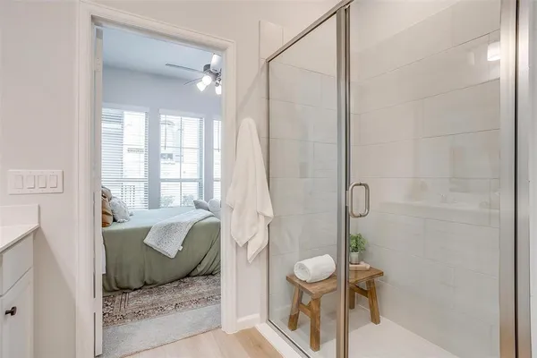 a living room with a couch and a table