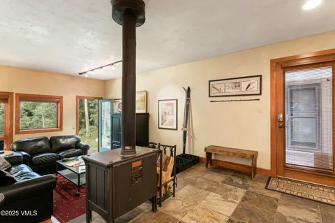 a living room with furniture