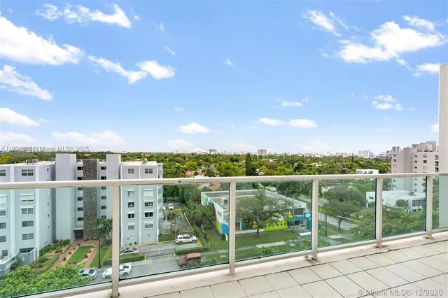 a view of a city from a balcony
