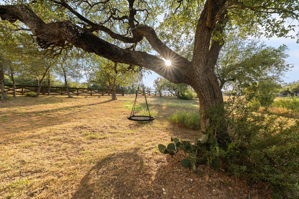 32045 Mirela Ann Road Dripping Springs, TX 78620 - Photo 26 of 30 Mature shade trees and rustic fencing define this expansive, sun-dappled yard.