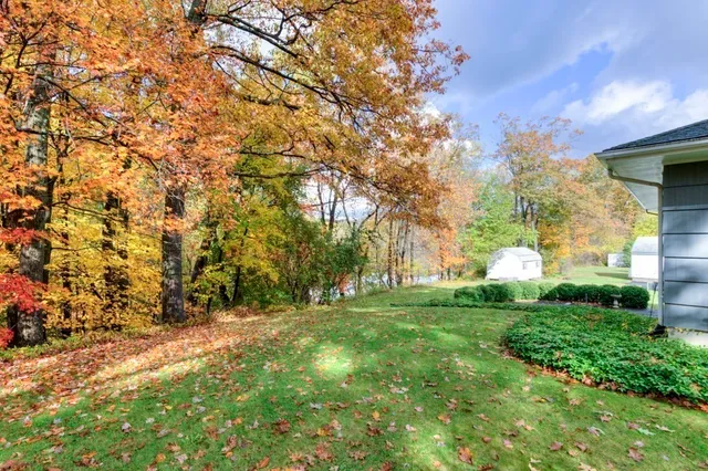 a backyard of a house with lots of green space